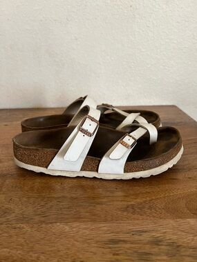 Birkenstock Mayari Birko-Flor White  Sandals Size 38 7-7.5 Wide Regular